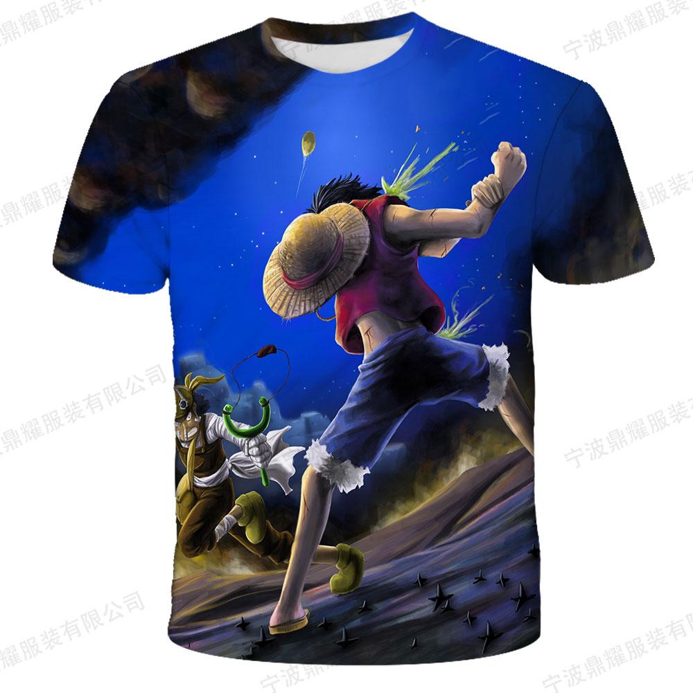 One Piece Gear 5 Nika Luffy 3D Full Print T-shirt Boys Girls Purple Lightning Anime Casual Children Short Sleeve Tops
