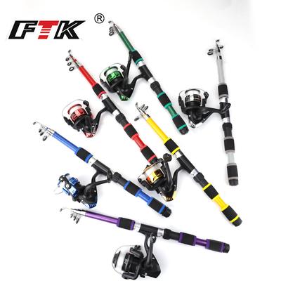 Canne à pêche télescopique portable de 1,8 m 5,5:Ensemble de moulinet de pêche à rotation à rapport de vitesse 1 avec ligne de pêche et canne à pêche