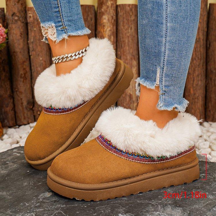 

Женские зимние теплые меховые сапоги большого размера на мягкой подошве с меховой отделкой голенища, утепленные подкладкой ботильоны до щиколотки, нескользящие, для пеших прогулок, повседневные, спортивные, хлопковые сапоги 42 коричневый