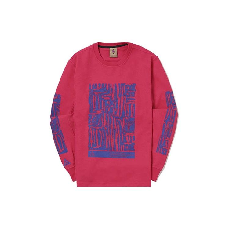 Men s Nike ACG Waffle Casual Sports Printing Pullover Long Sleeves Rose Red BQ7205-666 S