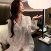 KT Cartoon Print Women's Ice Silk Pajamas - Cute Long Sleeve Spring Set for Comfortable Homewear