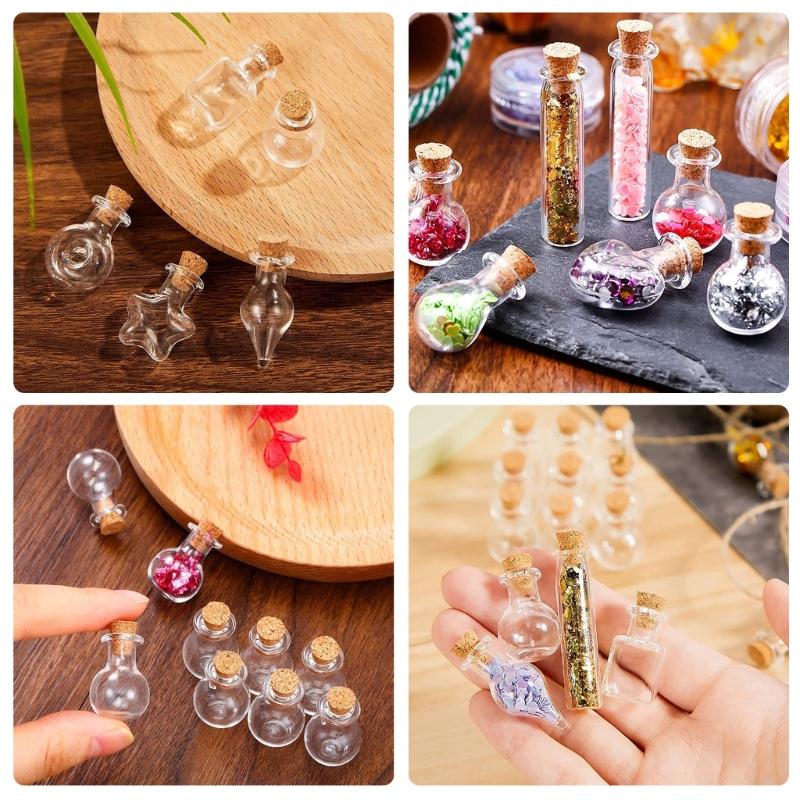 Elegant Mini Glass Wishing Bottles Jars with Cork Stoppers Set for Storing Dream DIY Crafts Projects Beads Container
