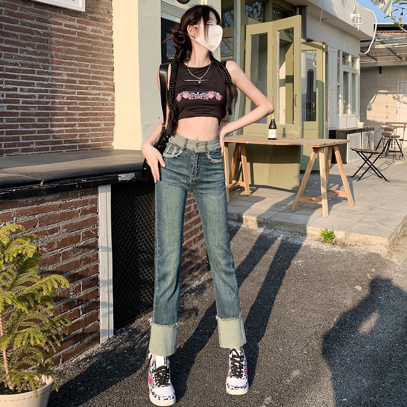 

Весенние и летние женские джинсы. Простые универсальные прямые брюки с высокой талией. Джинсы разных цветов. M