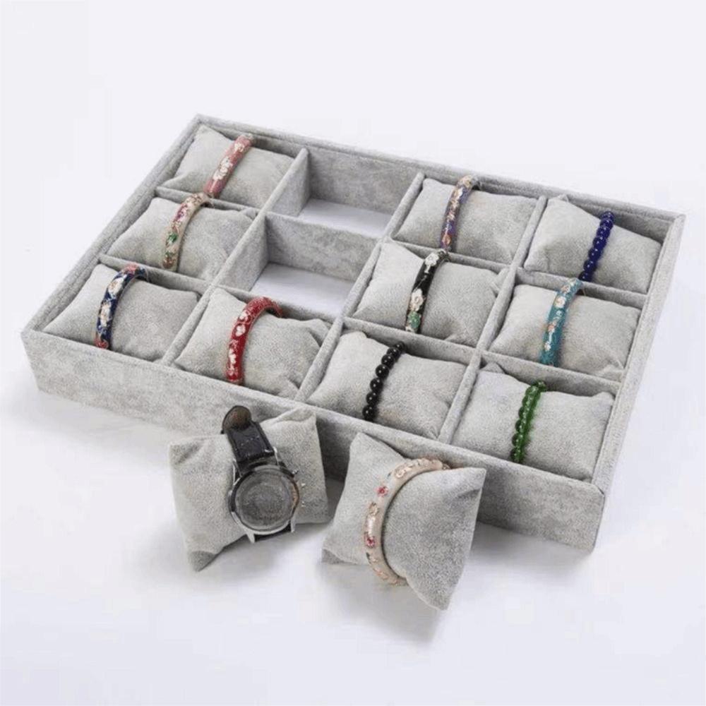12 Adjustable Compartments Jewelry Display Trays Flannel Jewelry Box Display  Store Counter Display