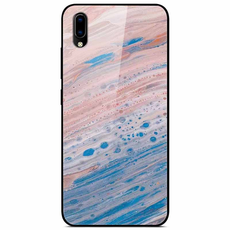 Case Tempered Glass Hard Clear Phone Case For Vivo Y91C Protector Shockproof Marble Fundas Coque