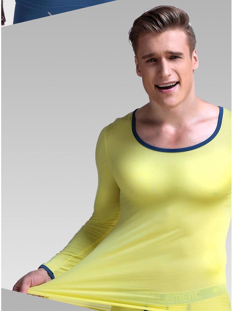 Men's Slim-Fit Thermal Round Neck Shirt - Lightweight Autumn Layer