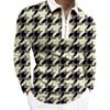New Fashion Casual Sports Long Sleeve Thousand Bird Lattice Men's T-shirt POLO Shirt