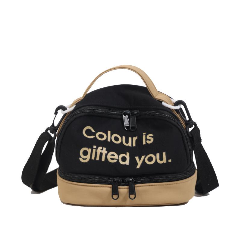 Fashion new contrasting color dopamine change bag portable messenger bag English letter pattern trendy women's bag