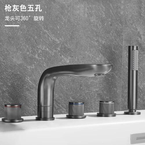 Luxury Bathroom Faucet Cold and Hot Water Tap Brushed Gold Split Three Hole Basin Faucet Solid Brass Washbasin Water Mixer