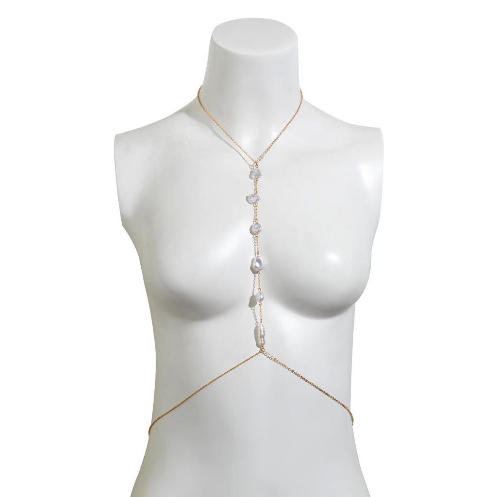Elegant Baroque Faux Pearl Body Chain - Sexy Vacation Style Accessory for Women