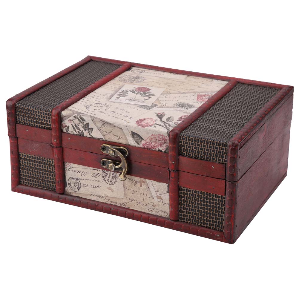 Vintage Wooden Jewelry Storage Box Handmade Wooden Decorative Book Box(Stamp)