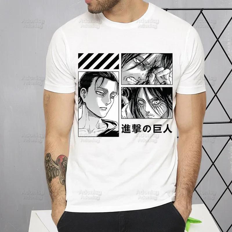 Shingeki No Kyojin T Shirt Men Short Sleeve Attack On Titan Tshirt Homme Manga Unisex Mikasa Eren Yeager Liberty T-shirt Tees