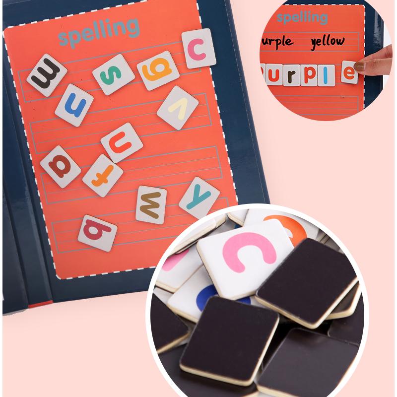 Cărți de cuvinte magnetice pentru ortografie pentru copii Joc Montessori pentru copii Învățare Educație Scriere în engleză Ajutoare didactice Alfabet Jucării din lemn