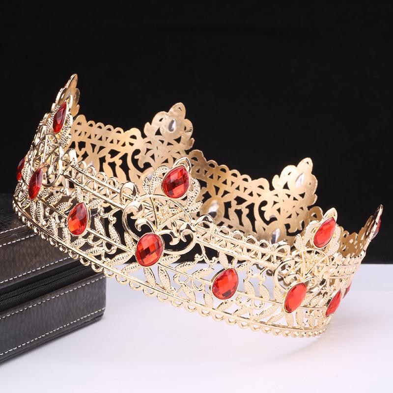 Men's Crown Simple Multi Color Round King Crown Baroque Bride Retro Alloy Hair Crown Headdress