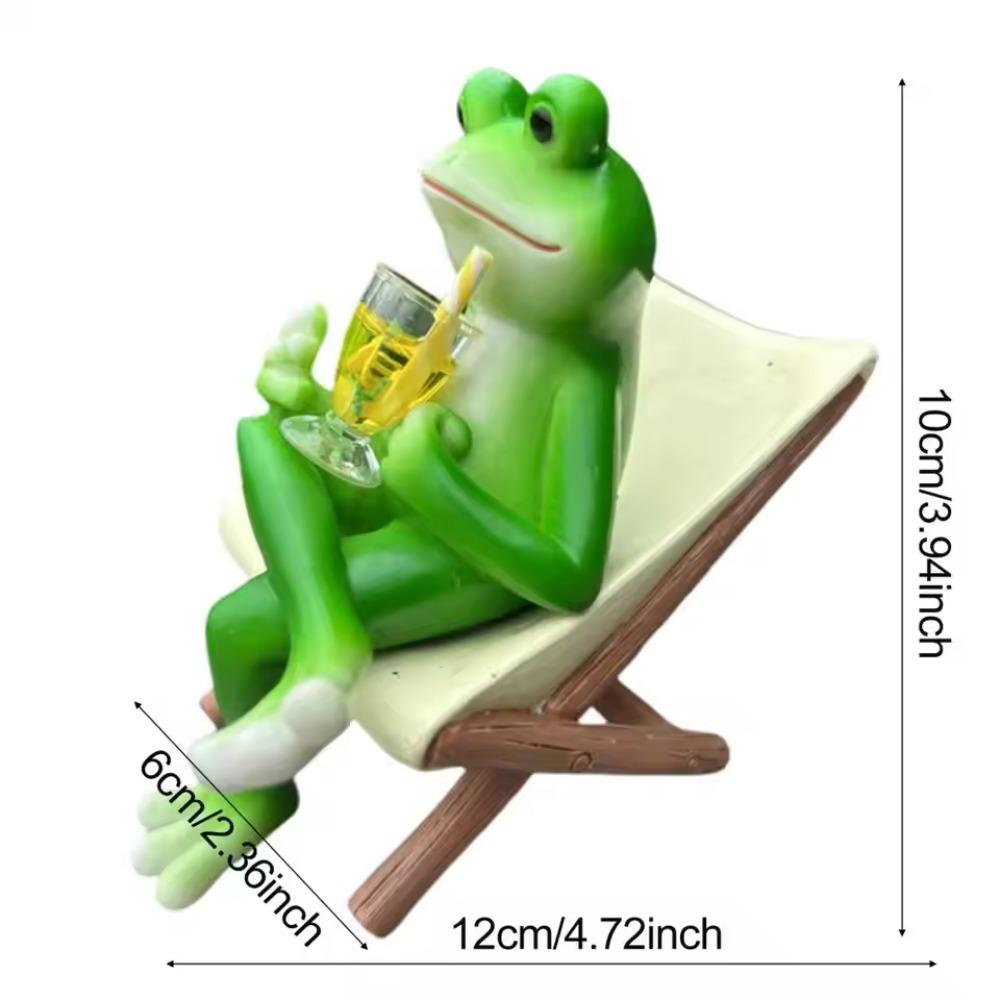 Resin Frog Sit Chair Sculpture Cute Frog Desktop Figurine Rocking Chair Frog Statue Gift Giving