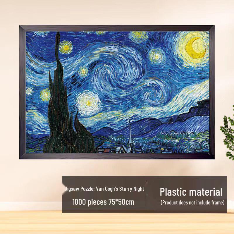 1000-Piece Challenging Plastic Puzzle for Adults – World Famous Paintings Edition with Original Illustrations for Relaxation