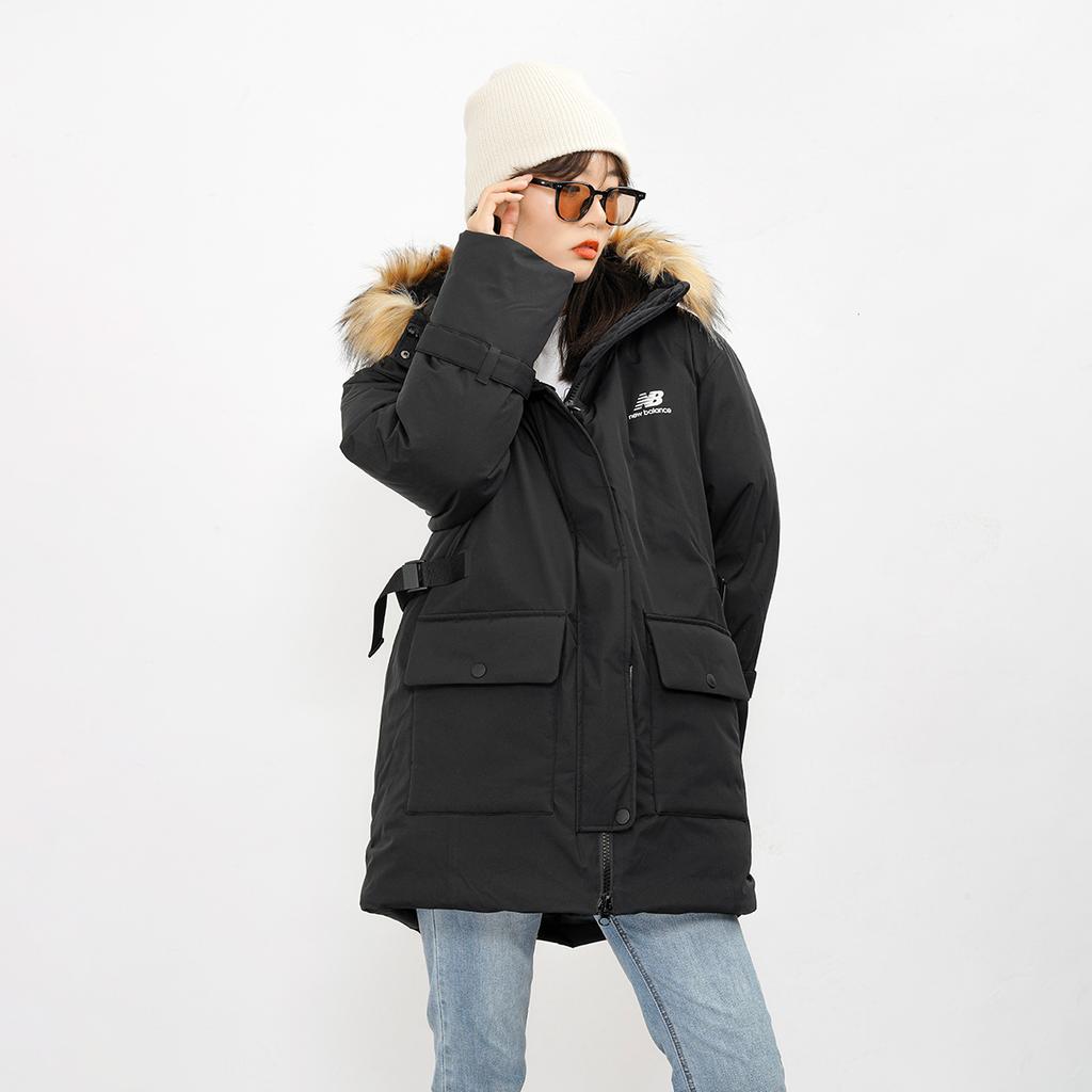 New Balance Down Jackets Women's Black Hooded Moderate Parka Down Jacket AWJ14352-BK