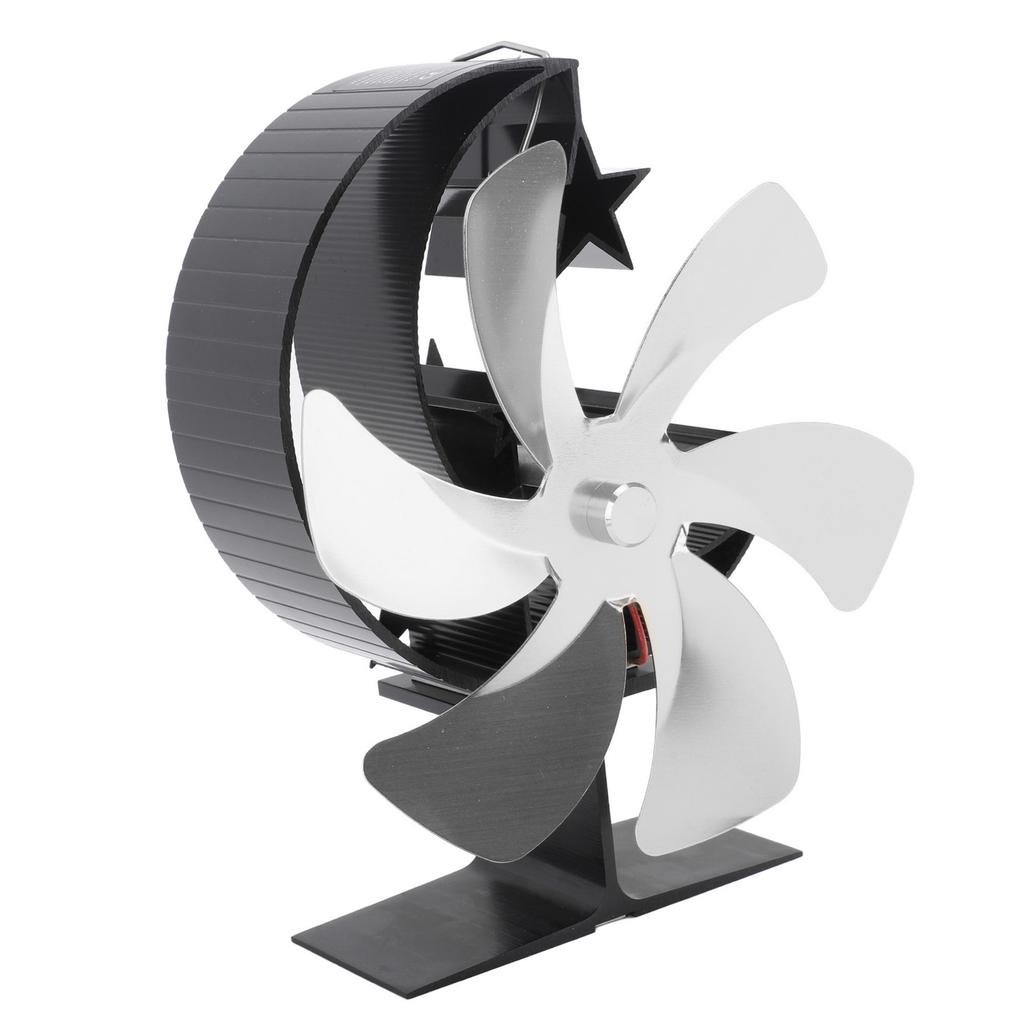 Ofenventilator 6 Flügel Kaminventilator Wärmegetrieben Schnelle Windzirkulation Halbmondmuster Thermoelektrisch