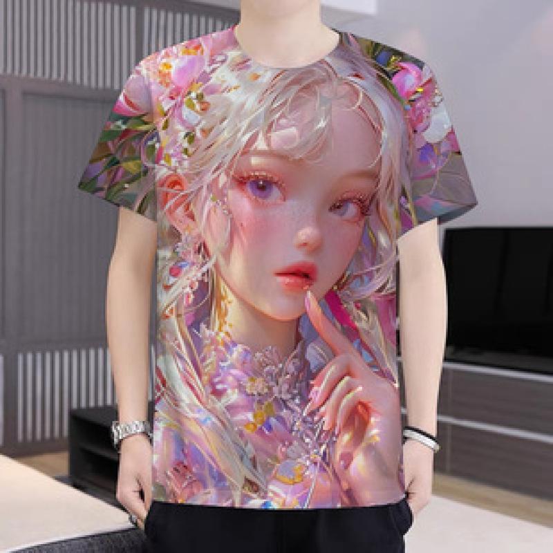 Sexy dívky Pánská trička Legrační tričko s 3D potiskem Léto Vintage Krátký rukáv Móda Tričko Ležérní Oblečení