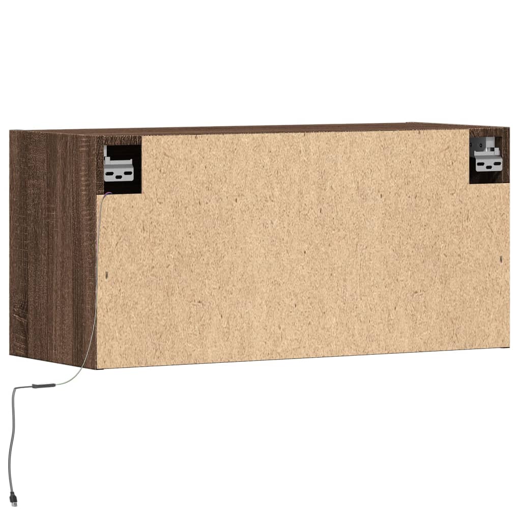 Vidaxl Ścienna Szafka Tv Z Led, Brązowy Dąb, 80X31X35 Cm
