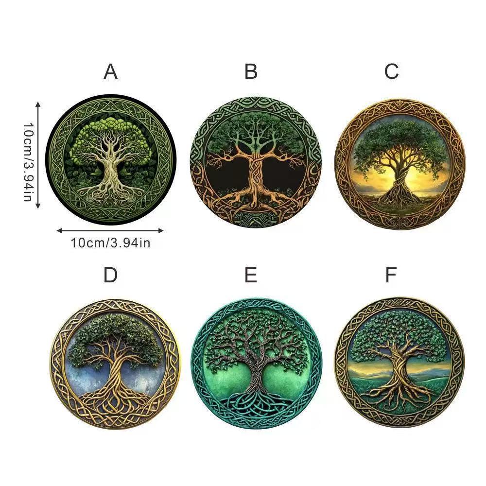 Tree of Life 8-Piece Wooden Heat-Insulating Non-Slip Coaster Set