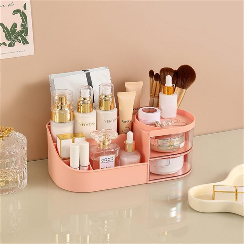 

Большая емкость пластиковый ящик для хранения косметики органайзер для ювелирных изделий лак для ногтей настольный держатель для ручек контейнер 26.5x14.5x10cm розовый