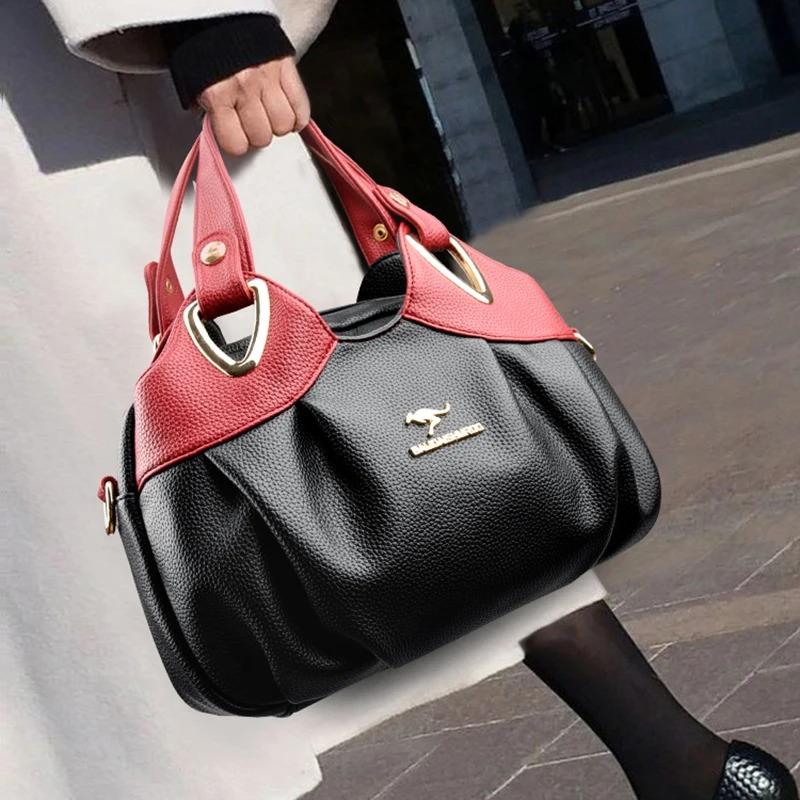 Wysokiej jakości minimalistyczna torba typu tote dla kobiet, modna torba na ramię, torba tote w kontrastowych kolorach, odpowiednia do codziennego użytku, na zakupy, do pracy.