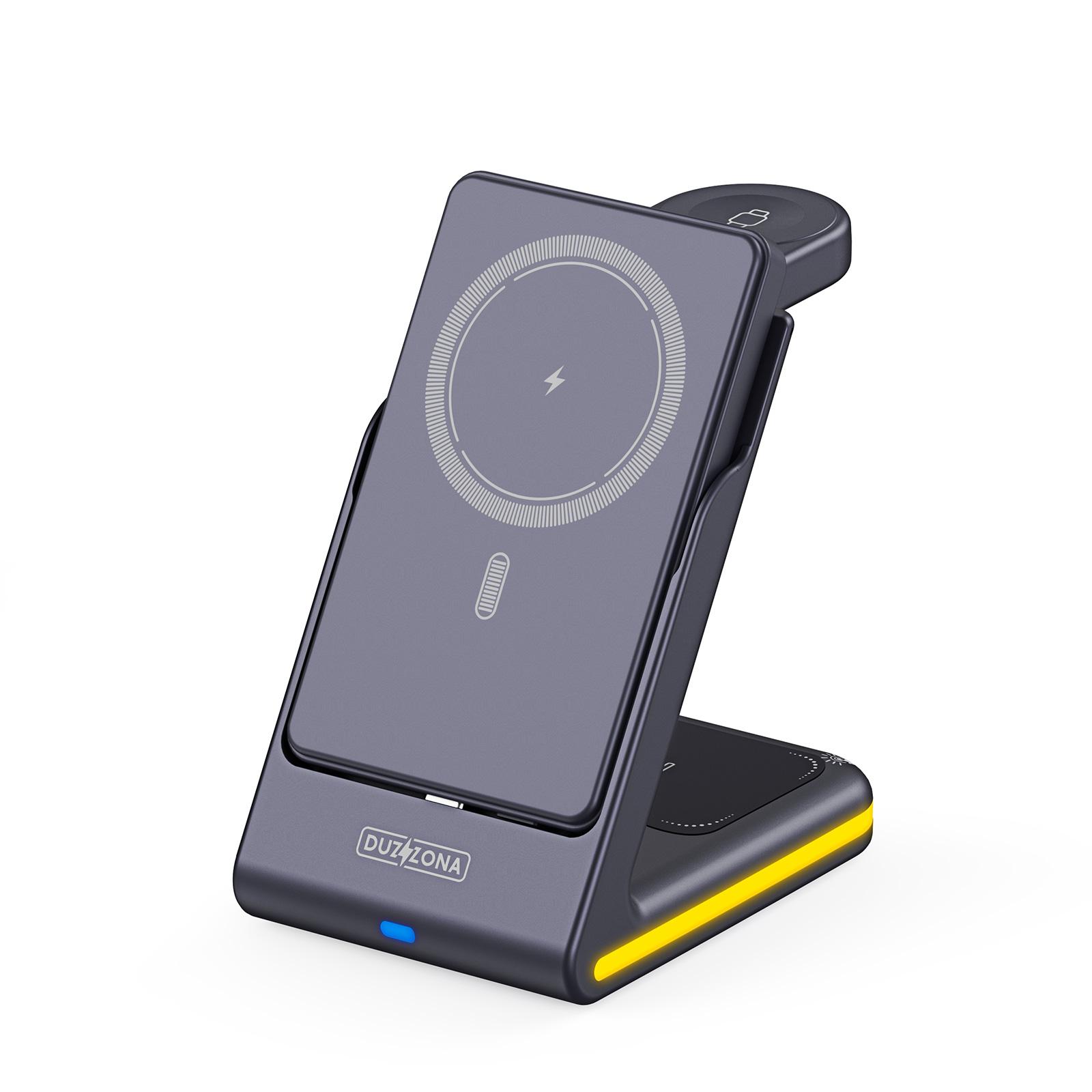 

DUZZONA W24 5-in-1 Magnetic Wireless Charger Station Compatible with MagSafe Power Bank for iPhone Smart Watch Earphones Dark Blue