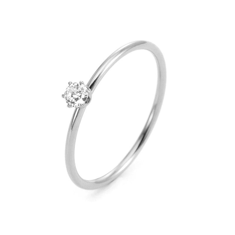 Niche Extremely Fine Stainless Steel Jewelry 2mm Arc Plain Ring Gold Zircon Titanium Steel Ring no. 6