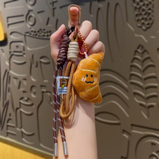 Plush Pendant Keychain Cute Food Charms for Bags Backpacks Soft Smiling Bread Donut Burger Plush Bag Hanger Lanyard Decoration Accessories