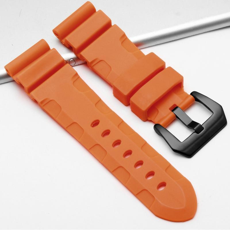 24mm 26mm Rubber Watch Band for Panerai Luminor Submersible Lightning 1164 PAM01209 Black Universal Silicone Strap Watch Band onSamsung Smart Watches