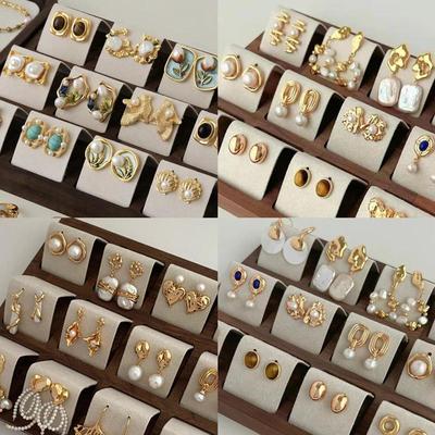 Französische Vintage Zirkon Perlen Ohrringe - Elegante Retro Stecker