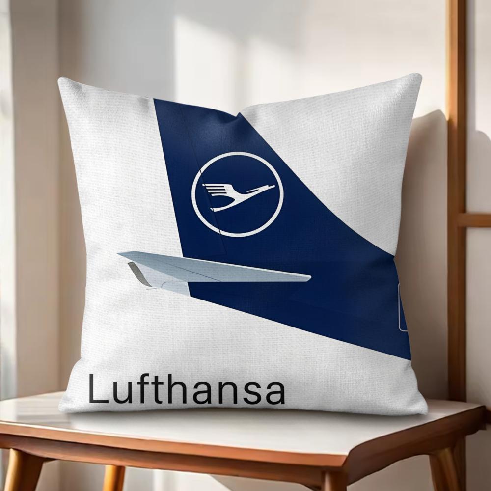 LLufthansaS Airlines Cushion Cover Natural Linen Organic Fabric DoubleSided Printing Couch Pillow Covers Home Decor