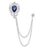 European & American Fashion Hollow Water Drop Brooch: Heart Chain Tassel Corsage for Men's and Women's Coats - Stylish, High-End Accessory.