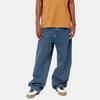 Carhartt WIP Solid Color Casual Loose High Waist Straight Leg Jeans Men bottoms Blue I031246-01-12