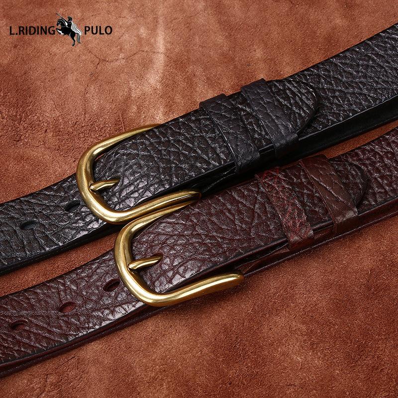 Personalized Trendy Cowhide Pattern Men's High-end Business Men's Belt Cowhide Genuine Leather Copper Buckle Belt Men's