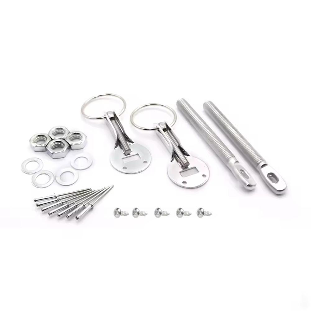 Automotive Aluminum Alloy Hood Lock Kit with Pin Bonnet Lock Latch Ensures Engine Safety and Reduces Hood Vibration on Vehicle