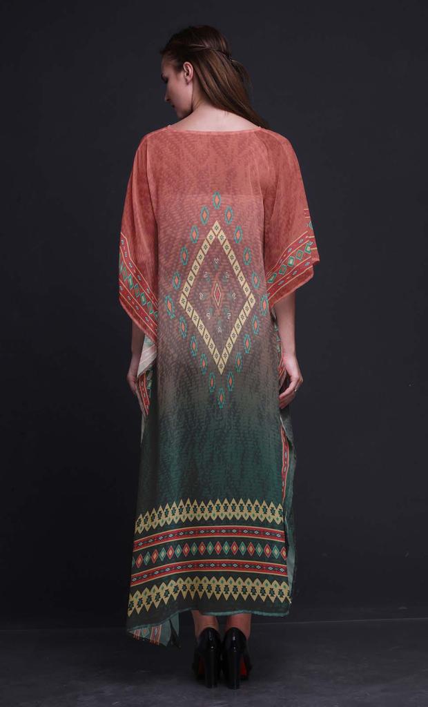 Phagun Aztec Geometric Long Caftan Maxi Dress Beach Swimwear Cover Up Womens