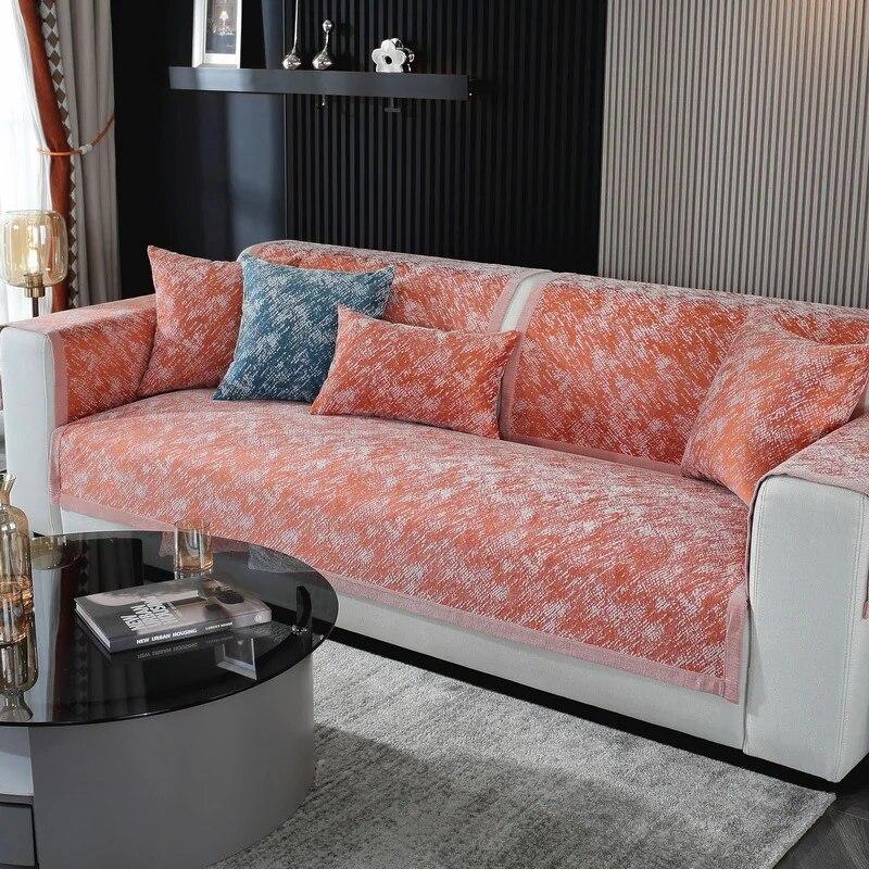 Simple Sofa Cover Four Seasons Universal Non-Slip Living Room Sofa Cover Chenille Jacquard Cushion Backrest Towel Cover Cloth