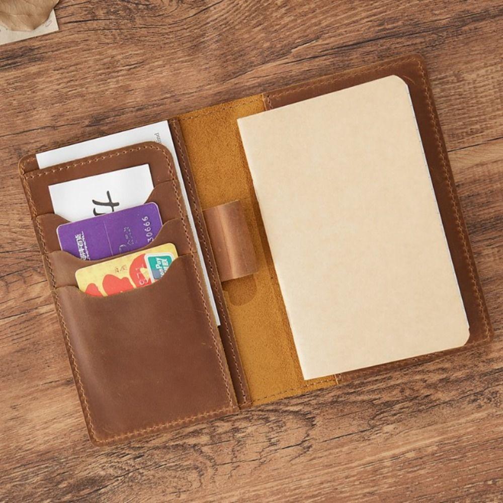 Crazy Horse Leather Genuine Leather Notebook Pen Slot Leather Journal Cover Gift for Men