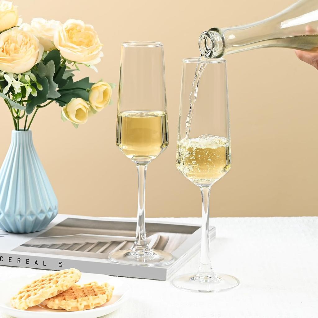 Champagnergläser Set mit 2 Stück, 250 ml, Elegante hohe Gläser für Hochzeiten, Geburtstage, Jubiläen