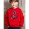 Casual Fashion Children Anchor Printed Crew Neck Sweatshirt for Daily School Activities And Comfortable Wear