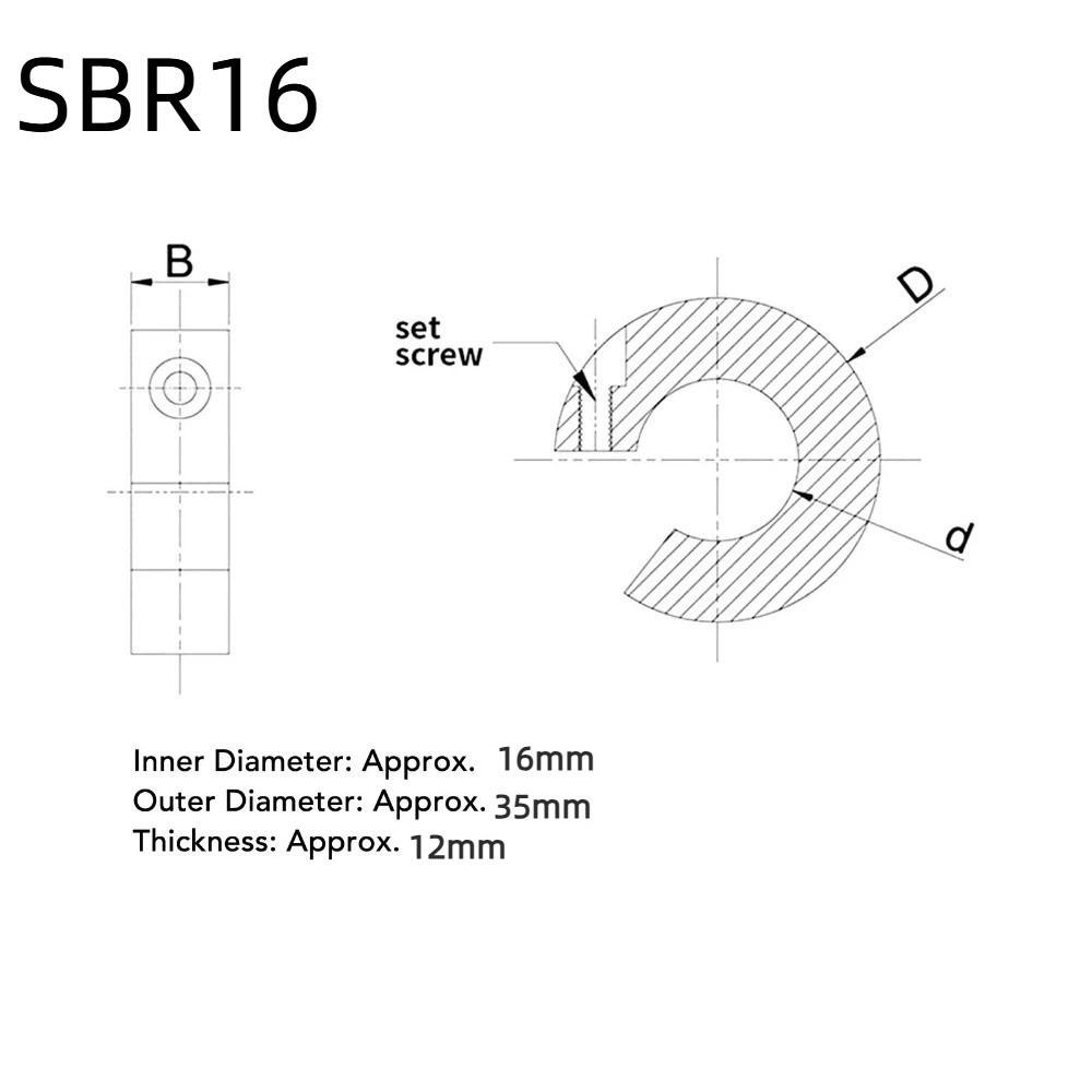 4 Τεμάχια SBR12 Γραμμικό Ράγα Στόπερ Δακτύλιος SBR16 SBR20 Κολάρο Κλειδώματος Άξονα Βίδα Ρύθμισης Κράμα Αλουμινίου Ανοδιωμένο Σετ Κολάρων Άξονα