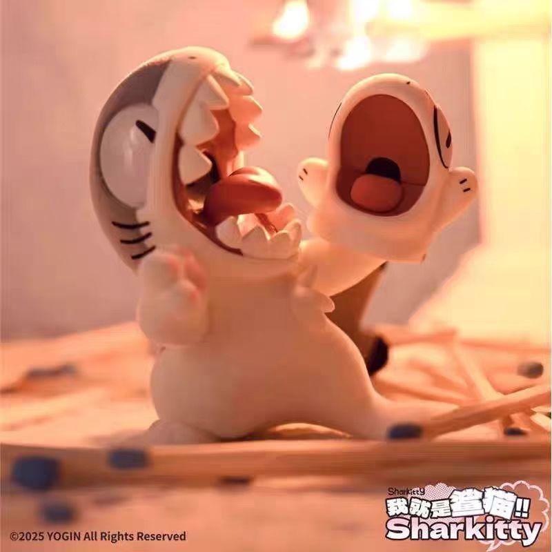 New Genuine Sharkitty Ver.1 Series Flocking  Kawaii Animal Figure Surprise Box Desk Decor Ornament Birthday Gift