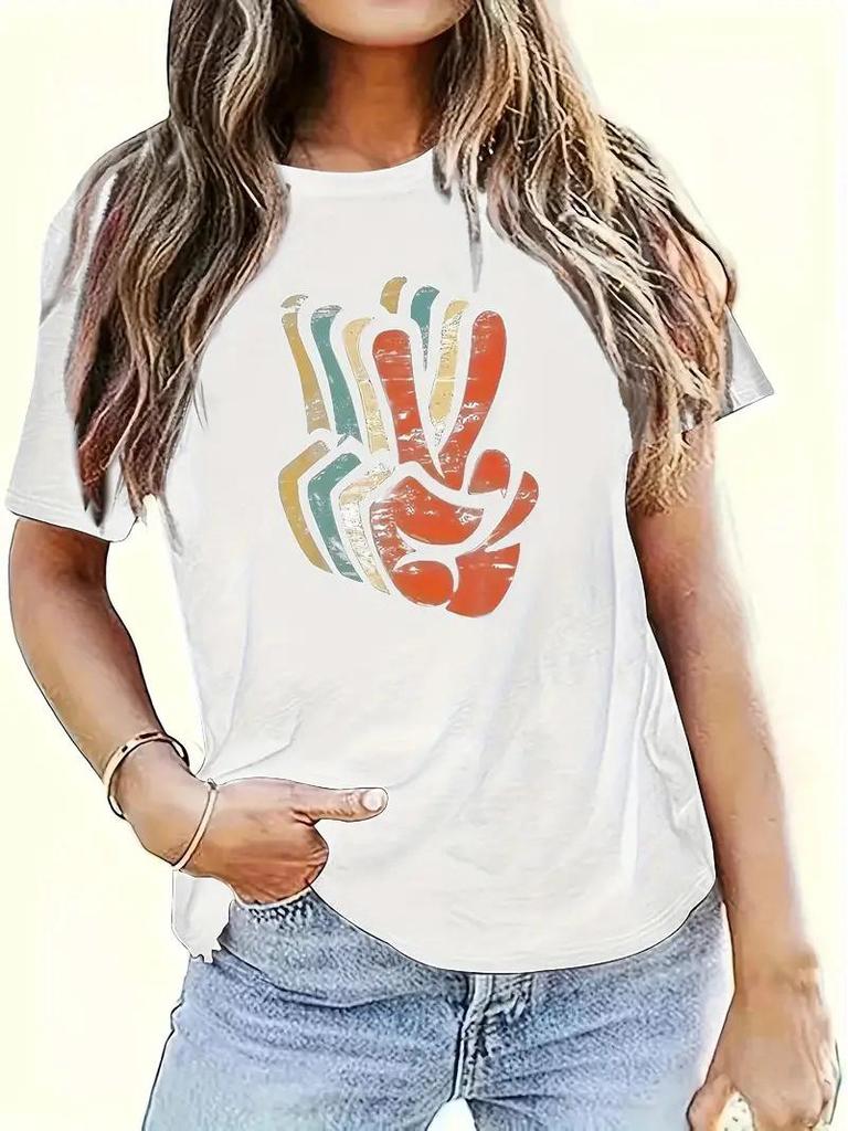 Women's Sweet Print Letter Short Sleeve Tops - New Arrival