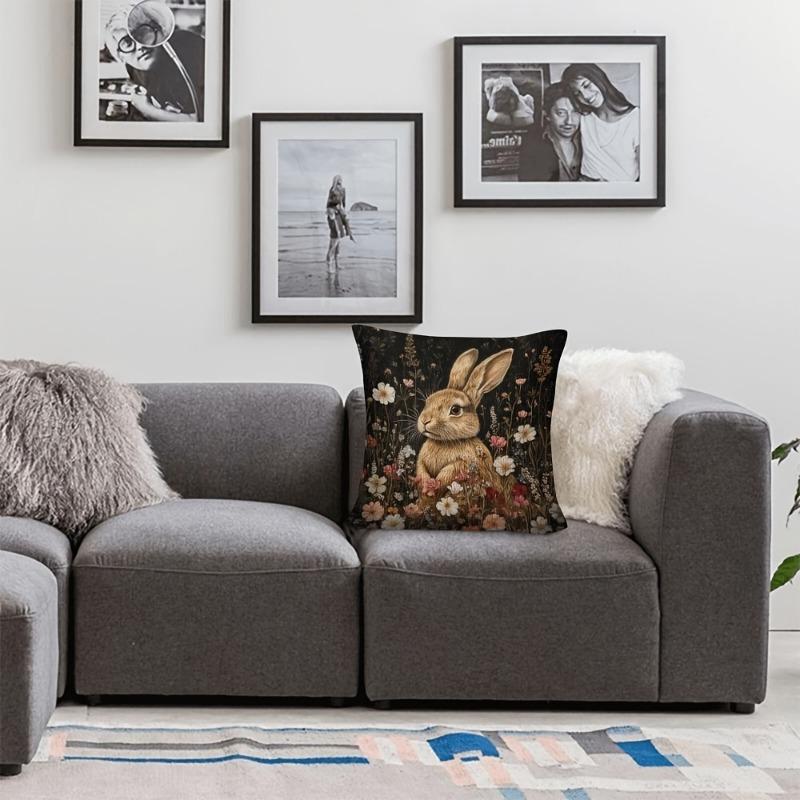 Bunny Throw Cushion Covers Chair Living Room Pillowcase Cozy Zipper Sofa Pillow Covers Animal Bedroom Indoor Home Decor