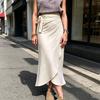Women Skirt, High Waist Large Hem Midi Skirt, Irregular Split Slimming Skirt for Work Leisure Daily Wear Beach Travel Parties