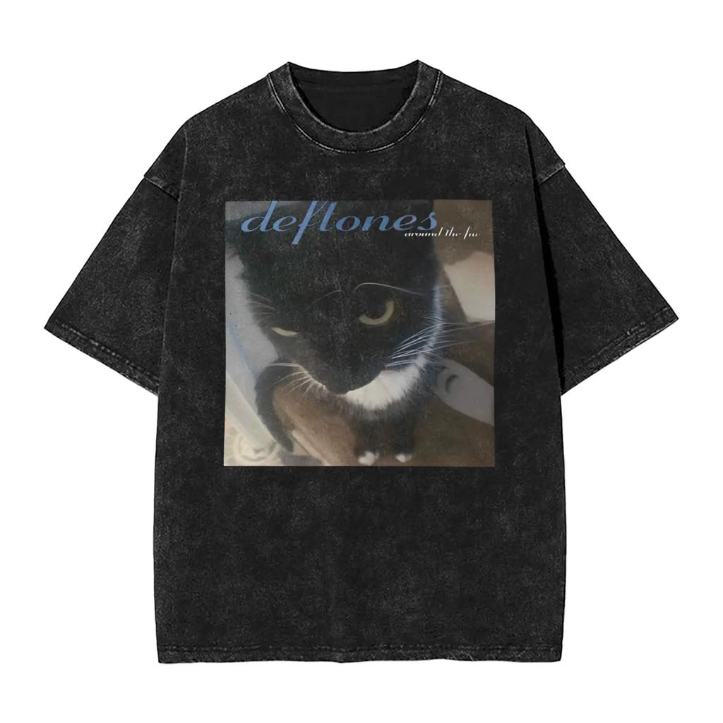 New Arrival Mens Clothes Ohms White Pony Deftones Rock Band Washed Short Sleeved Round Neck Y2k Tshirt Men Clothing Camisetas
