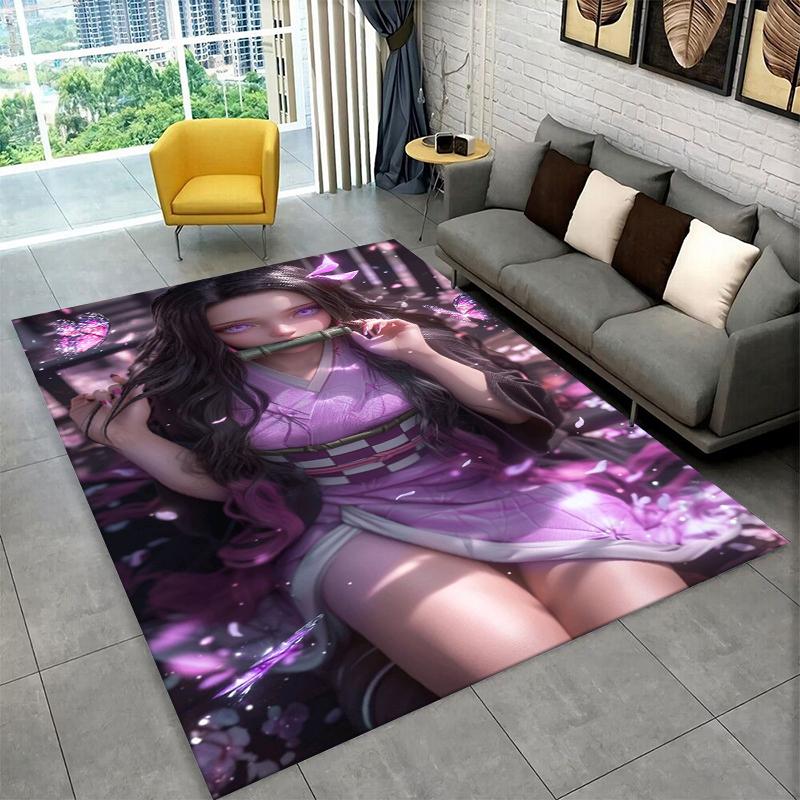 Cartoon Demon Slayer Anime Kamado Nezuko Tanjirou Carpet Rug for Playroom Bedroom Living Room Sofa Home,kid Non-slip Floor Mat