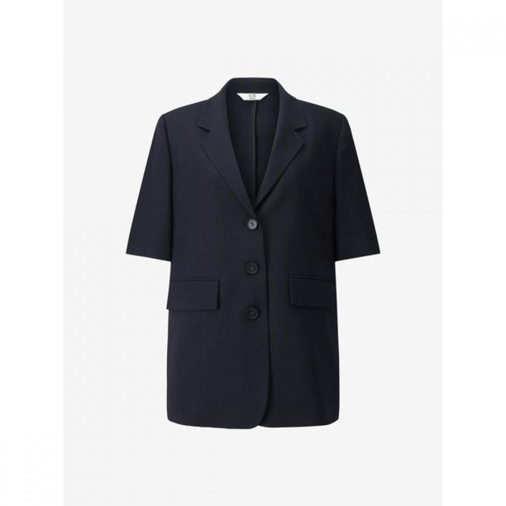 Cc Collect Linen Blend Half Sleeve Single Jacket C252msf136